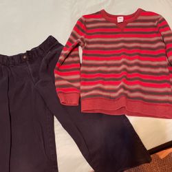 Boys Size 8 George Brand Blue Pants; 8/10 Circe Striped Shirt