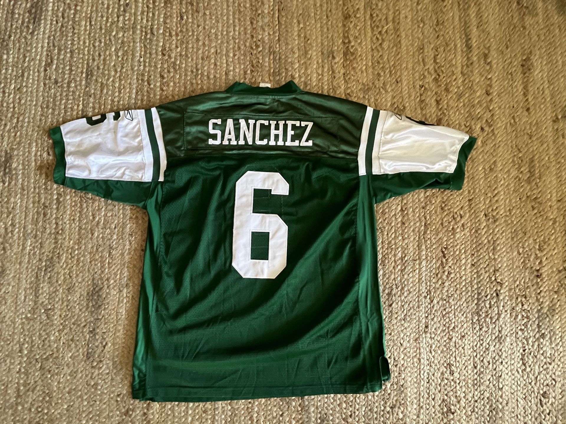 NY Jets Sanchez #6 Reebok NFL Jersey Men's 54 Short Sleeve Solid Polyester Green