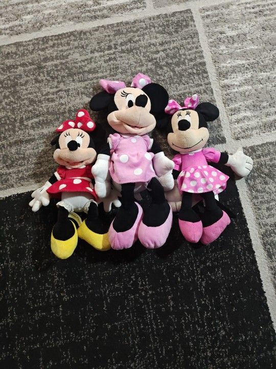 DISNEY Minnie Mouse Set of 3 Different Plush Toys