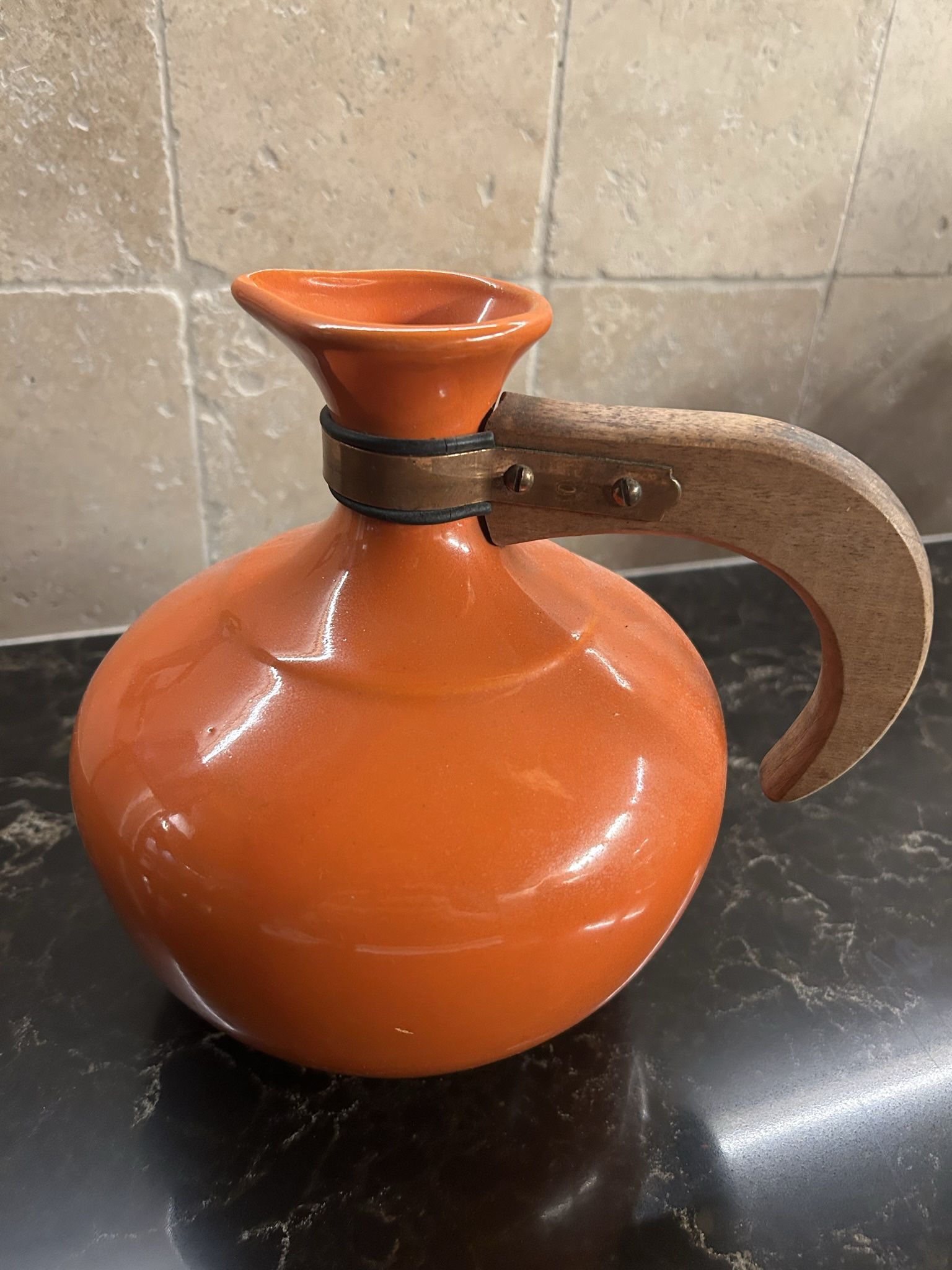 Rare Beautiful Bauer Orange Pottery Ware Coffee Carafe Pitcher No Lid Vintage