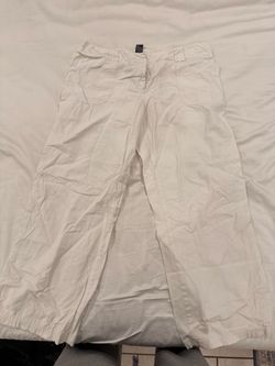 White Linen Blend Wide Leg Pants Size 14