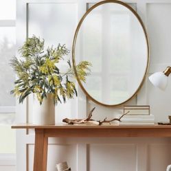 Mirror  Oval Antique  Brass