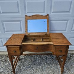 Vintage Antique Wood Vanity Table