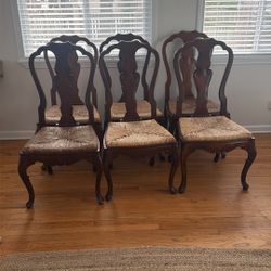 Set of 6 French Country  Dining Chairs with Rush Seats 