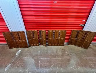 Antique Wooden Interior Window Shutters w/ Louver Openings **See details**