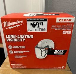 *BRAND NEW* Milwaukee BOLT Clear Dual Coat Lens Full Face Shield that attaches to Milwaukee Safety Helmets & Hardhats Milwaukee 48-73-1420 face shield