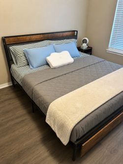 King Bed Frame with Two Storage Drawers
