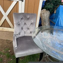 A Beautiful Glass Table, With Two Beautiful Grey Chairs, One For $15, Two For $25