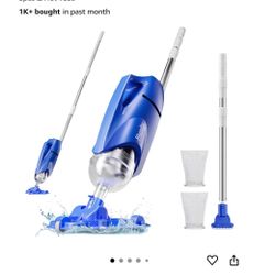 Upgraded Handheld Pool Vacuum Cleaner for Above Ground & Inground Pools - Cordless Pool Cleaner w/18.5GPM Suction, Telescoping Pole(20-69in), 2 Brush 