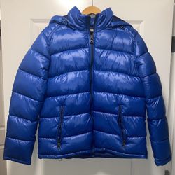 Large Indigo Men’s Hooded Puffer Coat
