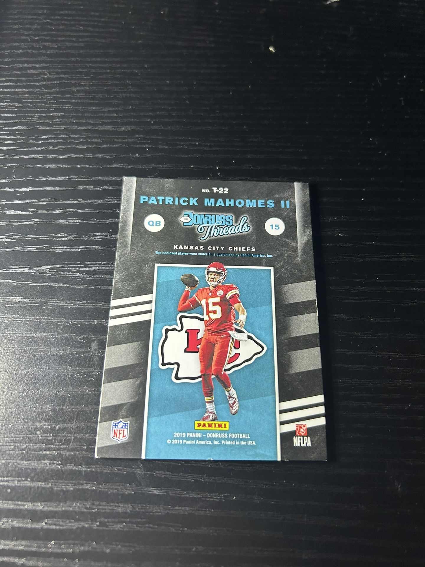 2019 Patrick Mahomes Donruss Threads Card