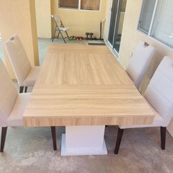 Modern 4-Seater Dining Table Set - Light Wood Finish