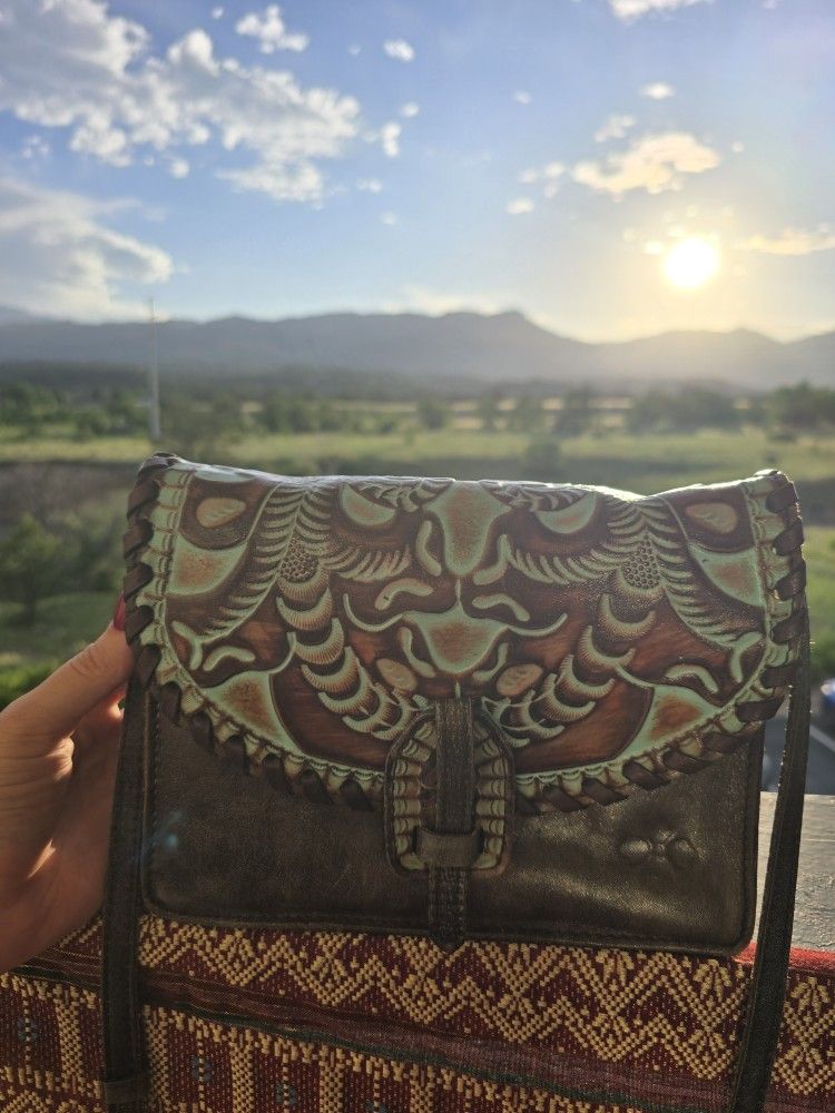 Patricia Nash Turquoise Genuine Leather Crossbody