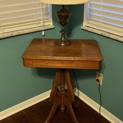 Antique Tables, Lamps, Framed Pictures