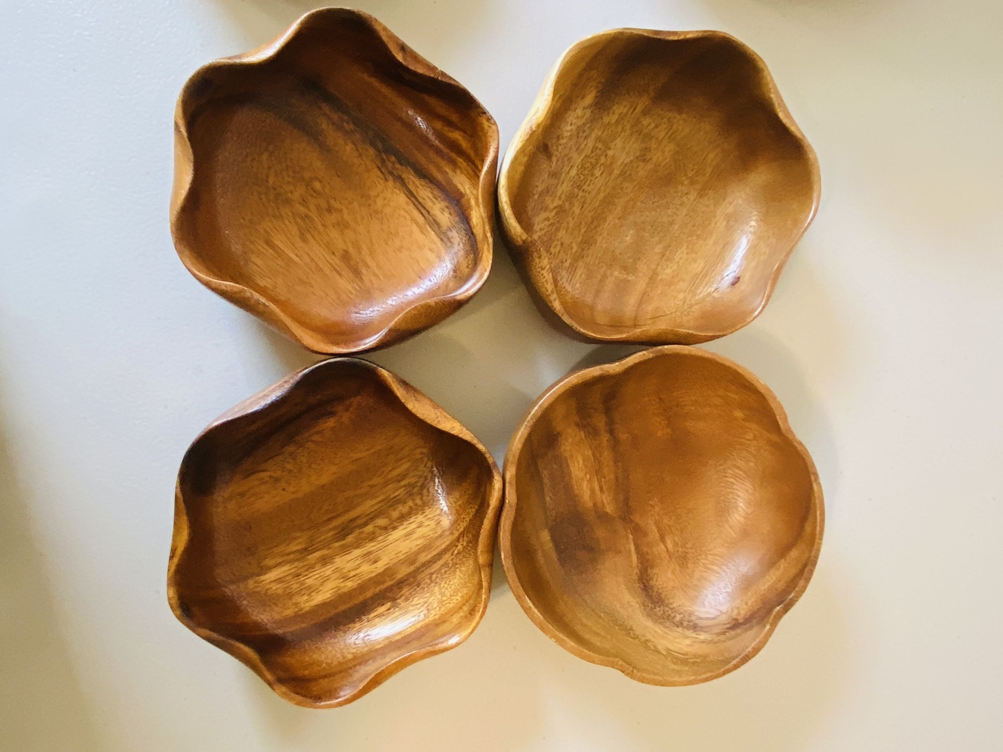 Vintage MCM Wooden Salad Bowl Set Of 9