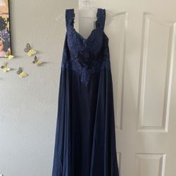 Fancy Navy Blue Dress 2x