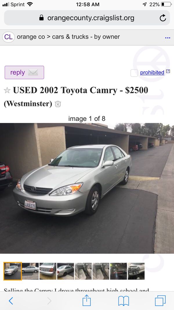 2002 Toyota Camry For Sale In Westminster Ca Offerup