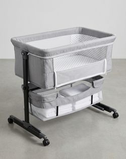 Portable Baby Bassinet with Storage Basket - Light Gray
