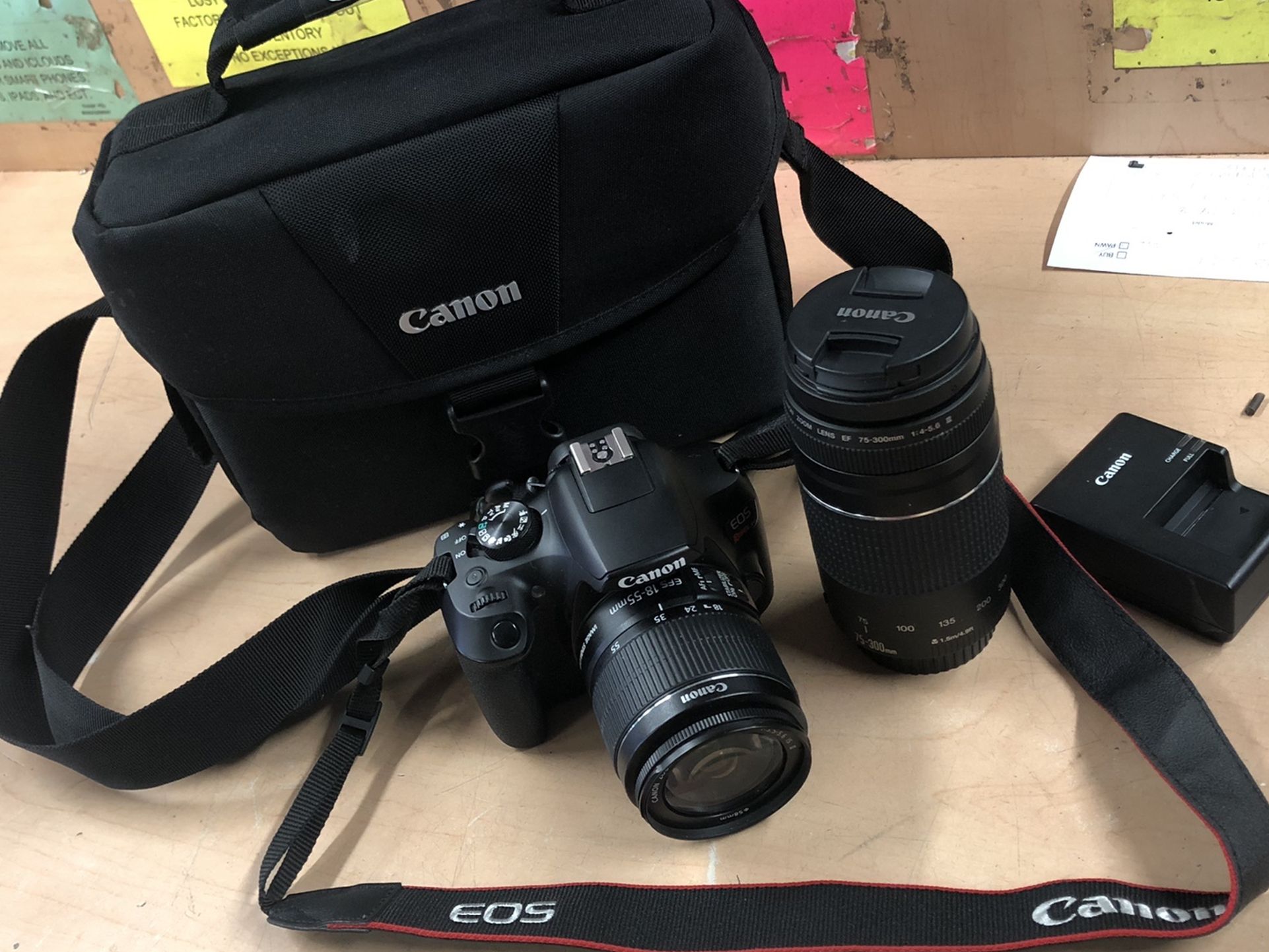 Camera, Electronics Canon EOS Rebel T6 With Bag W/Charger 18-55MM 75 -300 MM