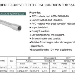 Rigid PVC Sch 40 Electrical Conduit 2 1/2” In Quantity, New.