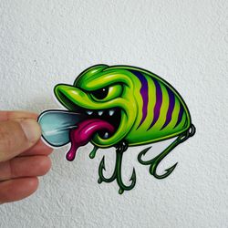 Bait Fishing Jig Lure Trout Sticker Bass Large Mouth Fishing Decal Boat Tackle