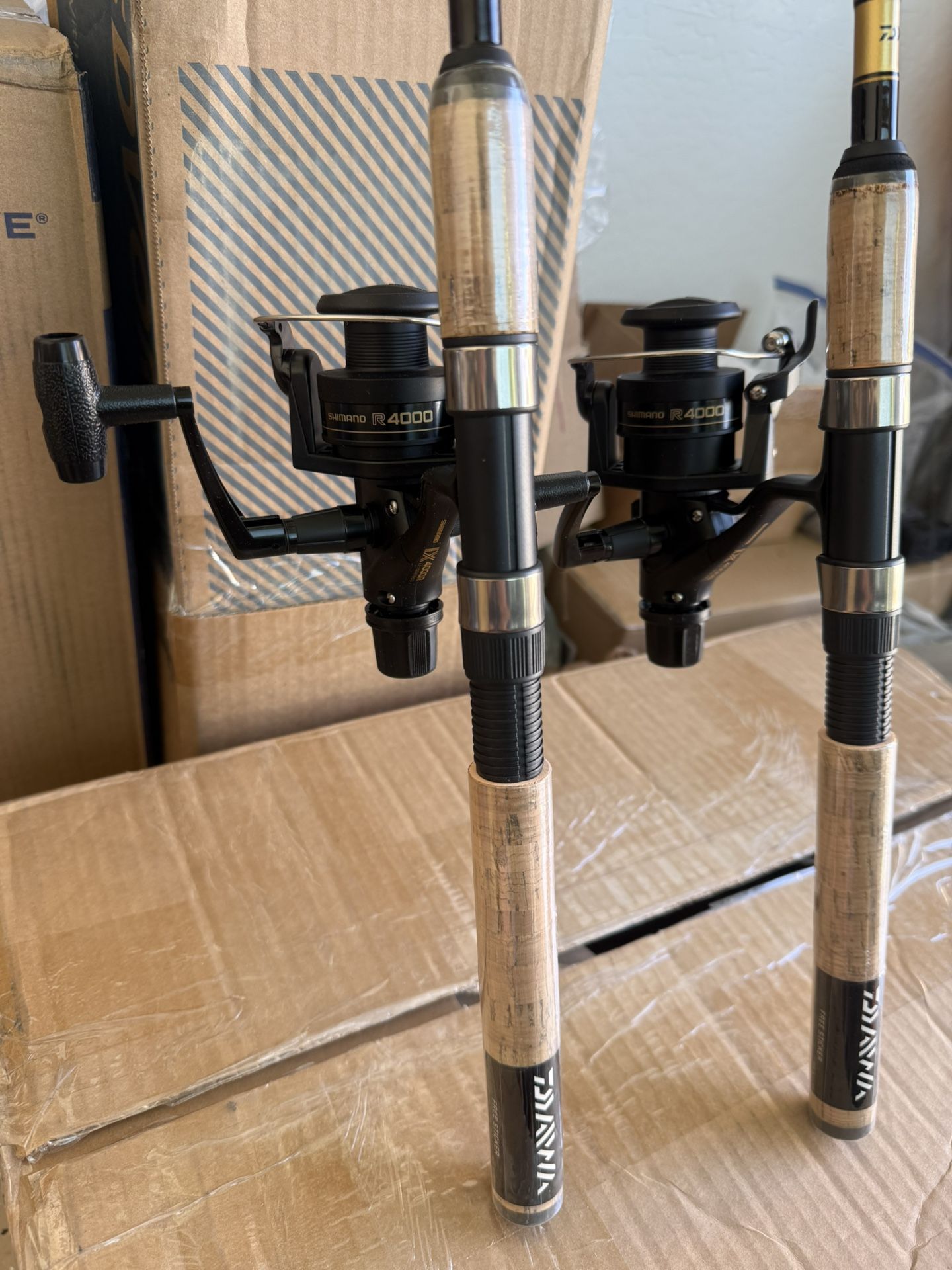 brand new Shimano and Diawa fishing rod and reel combos