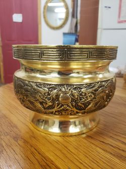 Chinese Anodized Copper Plant Holder or Insense Burner 