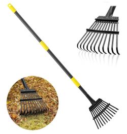 Rake, Garden Leaf Rakes for Lawns Heavy Duty, Yard Metal Rake Tools with Small Narrow Rake Head