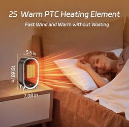 900W Small Space Heater – Portable Desk Heater (Quiet, 2 Modes)