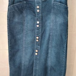 Denim Skirt, Mid Calf, Buttons