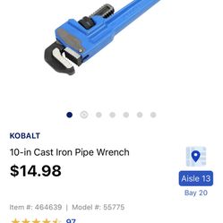 Kobalt 10in Pipe Wrench 
