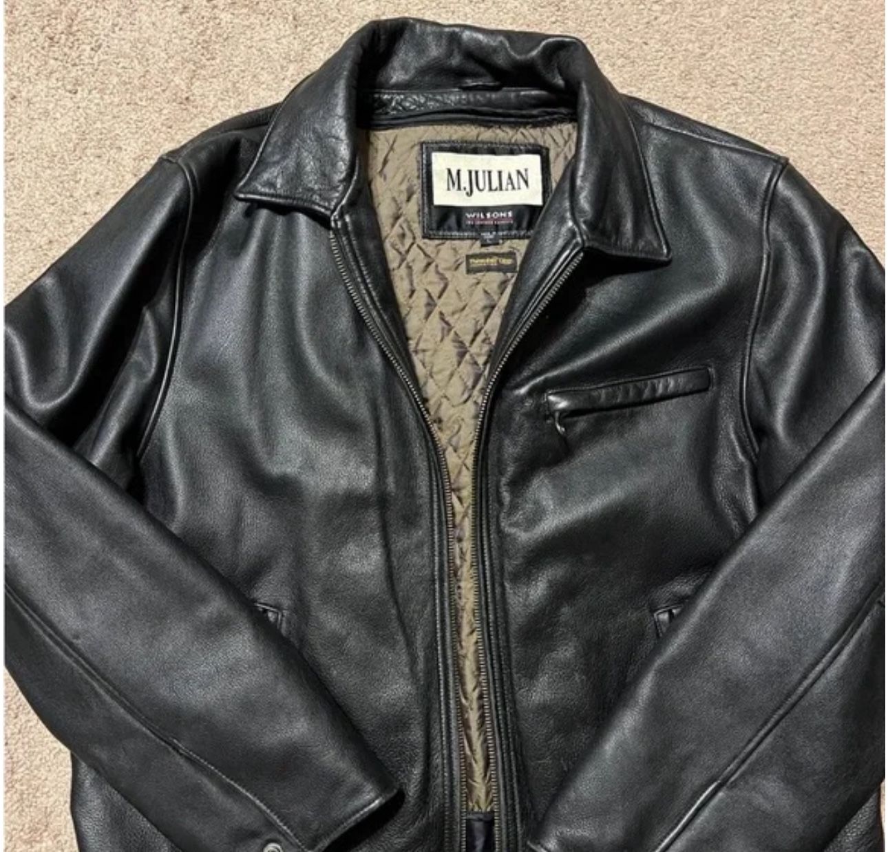 Men’s Leather Jacket Size Large Zip Out Liner, Wilson’s Leather