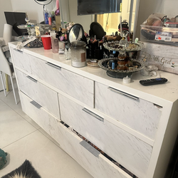 Marble dresser plus kingsize bed frame that lights up USB plug-ins