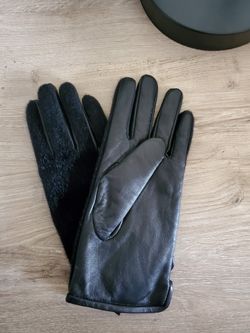 Women's Genuine Leather Gloves w/Faux Fur