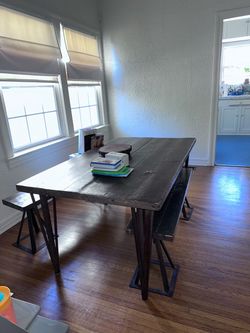 CUSTOM MADE WOODEN DINING TABLE/BENCH SET