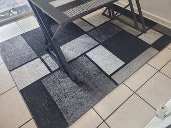 Black Gray Modern Boxes Design Rug