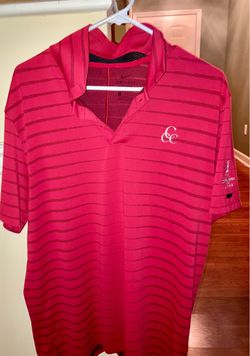 Nike Tiger Woods Collection Dri-FIT Red Striped Golf Polo Large