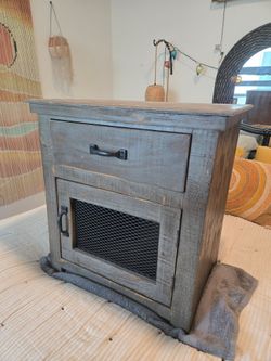 Distressed wood night stand