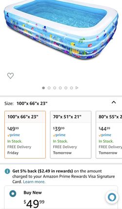 Inflatable Swimming Pool, 100"x 66"x 23"