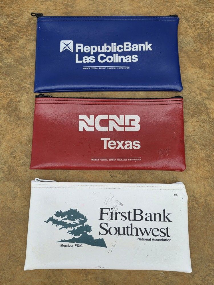 Vintage bank bags money pouches