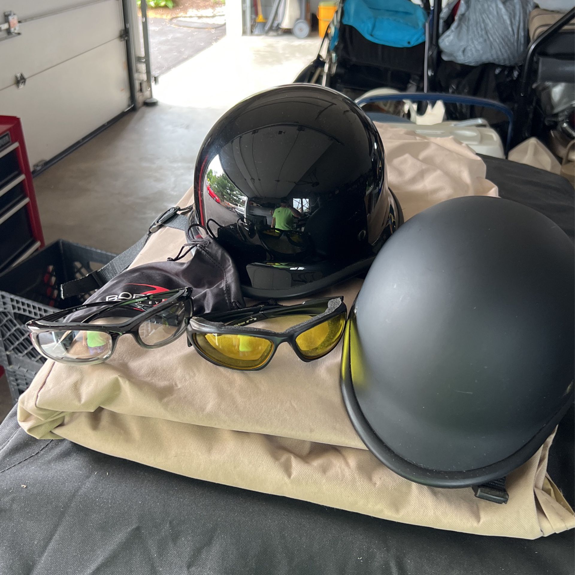Motorcycle Helmets And Glasses