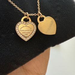 18K Rose Gold Return to Tiffany Double Heart Diamond Necklace