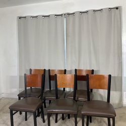 Iron, Wood & Leather Chairs (6)