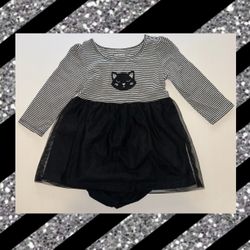 Girls Stripped Kitty Dress (12mo.)