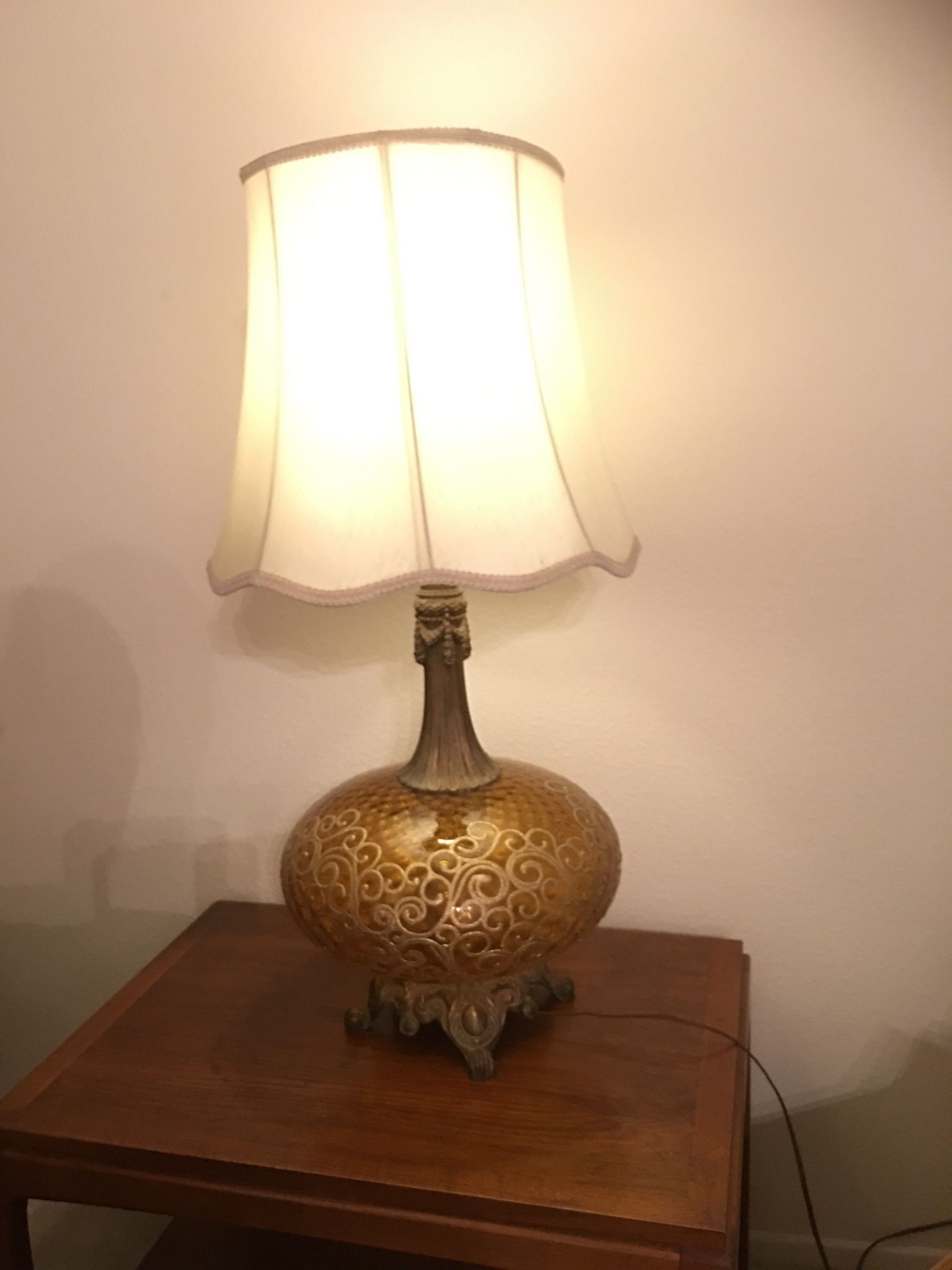Vintage amber glass lamp