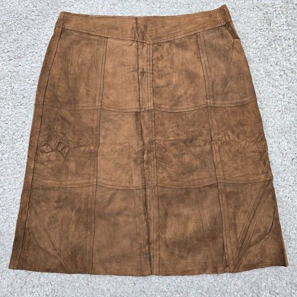 Vintage Gap Skirt Womens 14 Brown Suede Leather Snap Front...