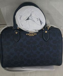 Coach Signature Satchel Handbag Navy Blue