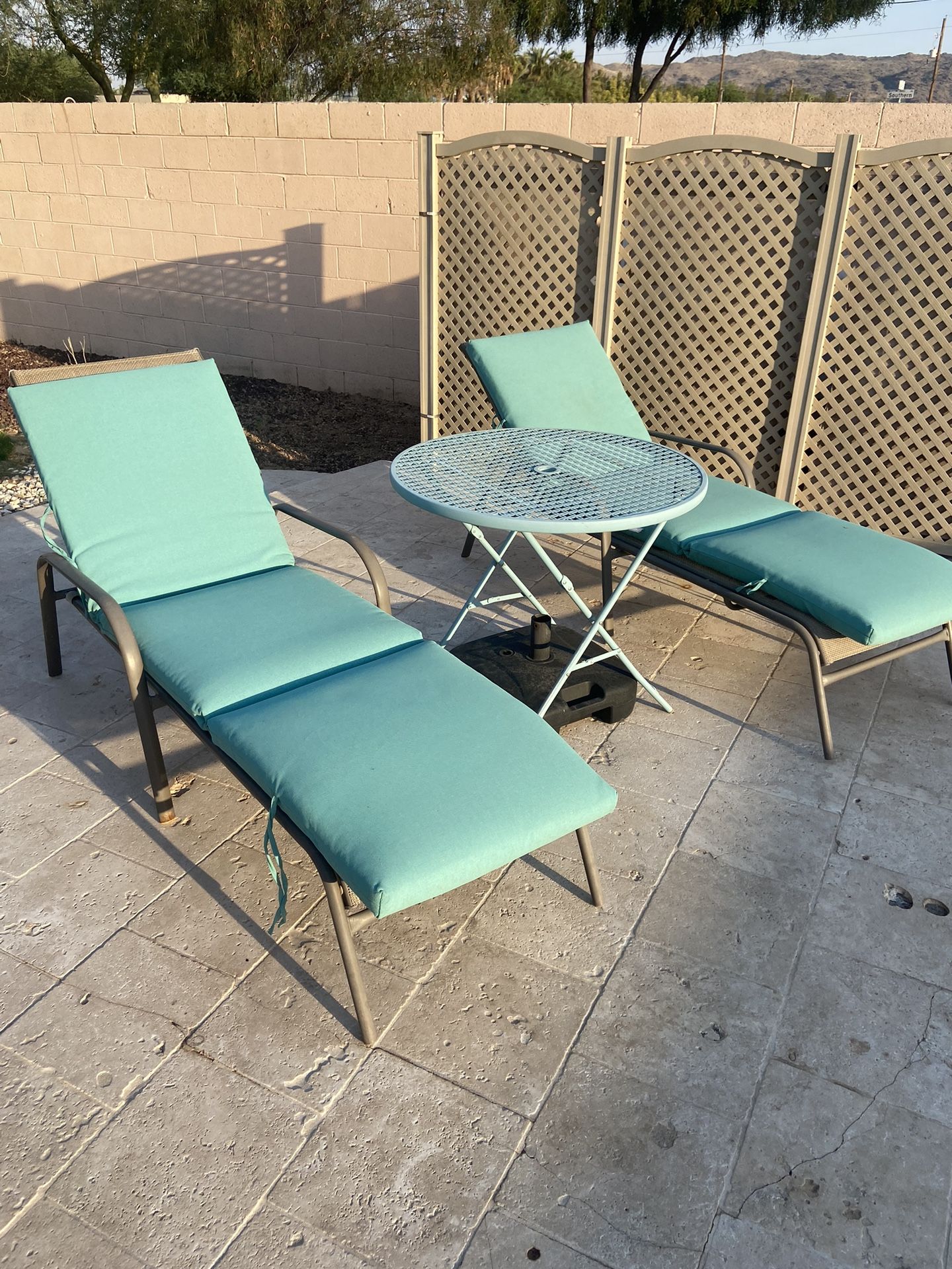 Two Chaise Loungers With Table… Moving