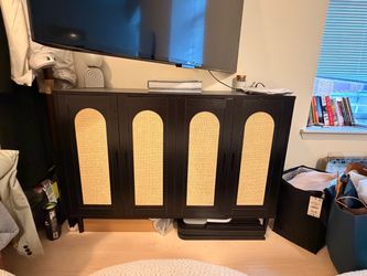 Black Rattan Console / Cabinet