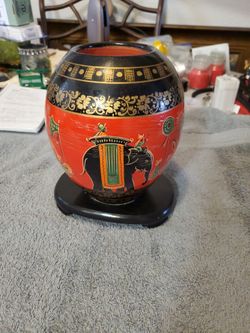 Hand-Painted Lacquerware Vase with Elephant Motif